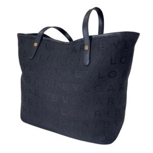 Bvlgari Canvas Black Logomania Tote bag (11" x 16" x 6")
